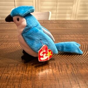 Ty Blue Bird Plush with Black Beak - Rocket